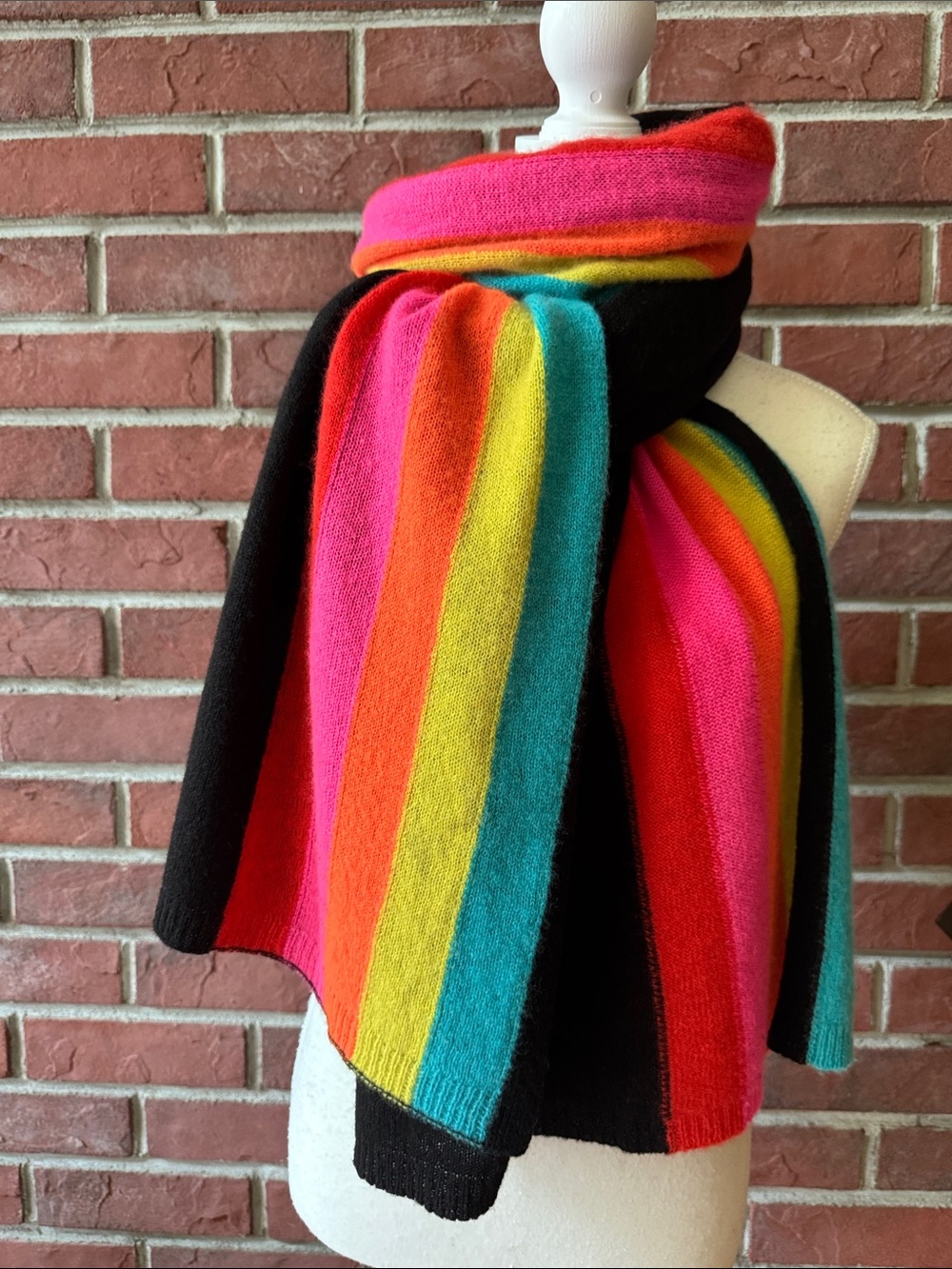 Brodie Evie Rainbow Luxury Cashmere Stripe Wrap Oversized Scarf 32”x88”